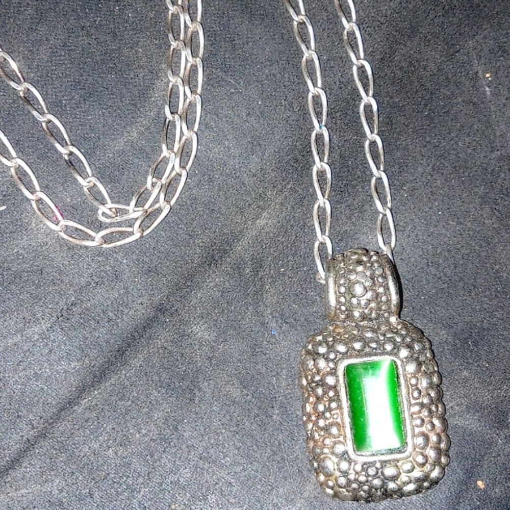 GORGEOUS!Vtg silver Pendent w/24inch 925SterlingSilver PaperclipStyleNecklace